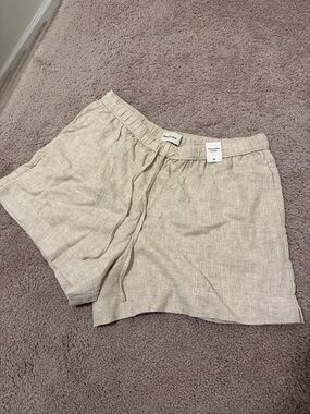 Abercrombie & Fitch Natural Linen Drawstring Shorts NWT